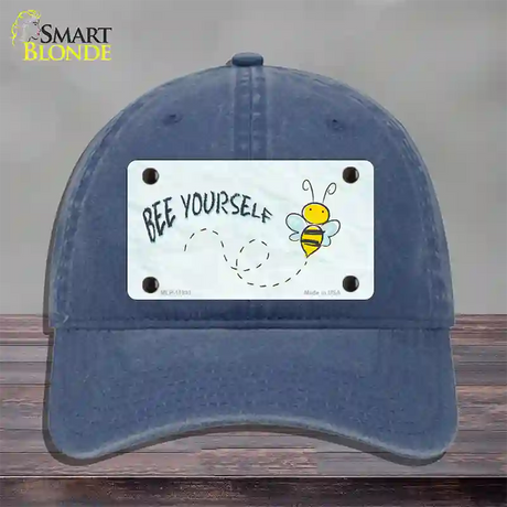 Bee Yourself Novelty License Plate Hat Unconstructed Cotton / Navy