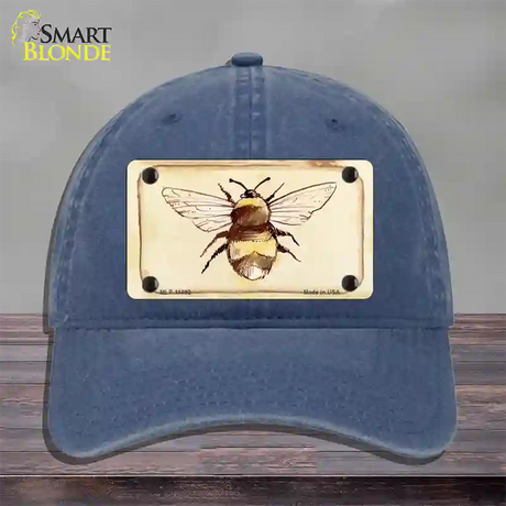 Bumble Bee Watercolor Novelty License Plate Hat Unconstructed Cotton / Navy