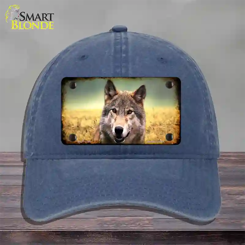 Wolf Novelty License Plate Hat Unconstructed Cotton / Navy