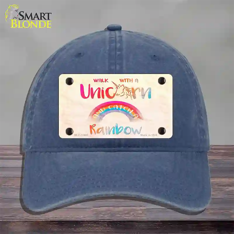 Walk with a Unicorn Novelty License Plate Hat Unconstructed Cotton / Navy