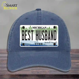 Michigan Best Husband Novelty License Plate Hat Unconstructed Cotton / Navy