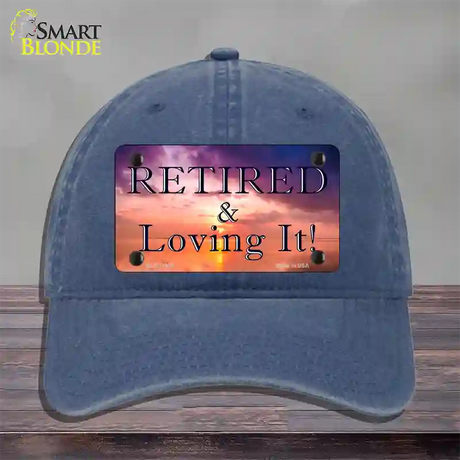 Retired and Loving It Novelty License Plate Hat Unconstructed Cotton / Navy