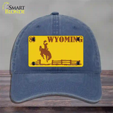 Wyoming Yellow Novelty License Plate Hat Unconstructed Cotton / Navy