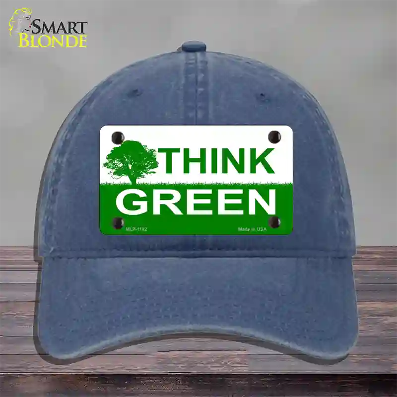 Think Green Novelty License Plate Hat Unconstructed Cotton / Navy