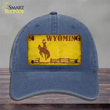 Wyoming Yellow Rusty Novelty License Plate Hat Unconstructed Cotton / Navy