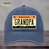 Indiana Grandpa Novelty License Plate Hat Unconstructed Cotton / Navy