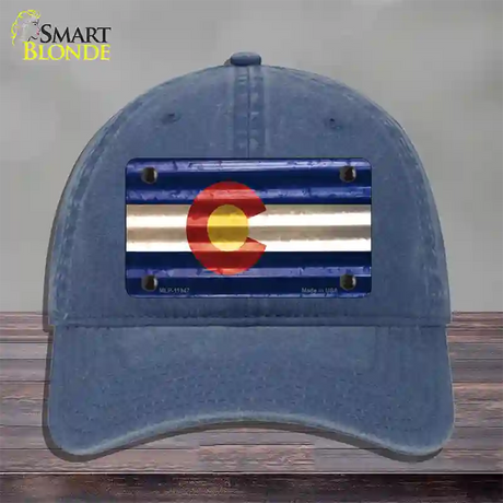 Colorado Corrugated Flag Novelty License Plate Hat Unconstructed Cotton / Navy