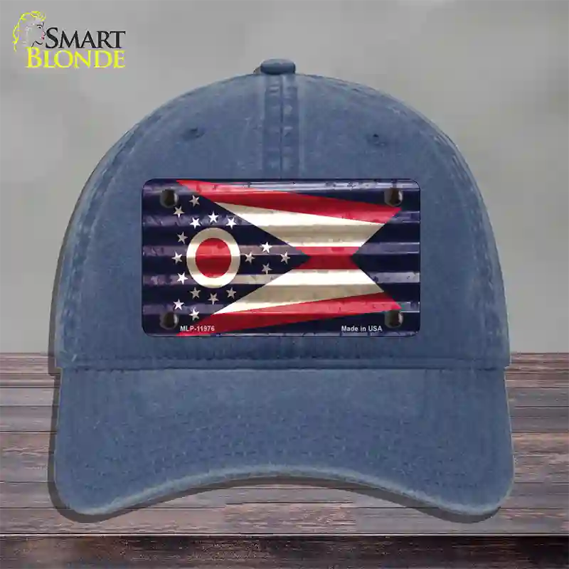 Ohio Corrugated Flag Novelty License Plate Hat Unconstructed Cotton / Navy