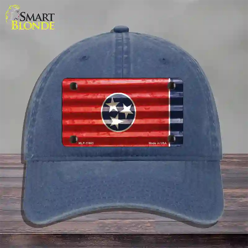 Tennessee Corrugated Flag Novelty License Plate Hat Unconstructed Cotton / Navy