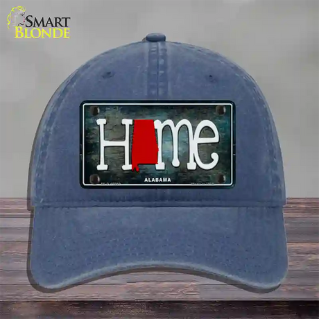 Alabama Home State Outline Novelty License Plate Hat Unconstructed Cotton / Navy