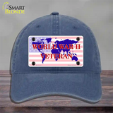 WW II Veteran Novelty License Plate Hat Unconstructed Cotton / Navy