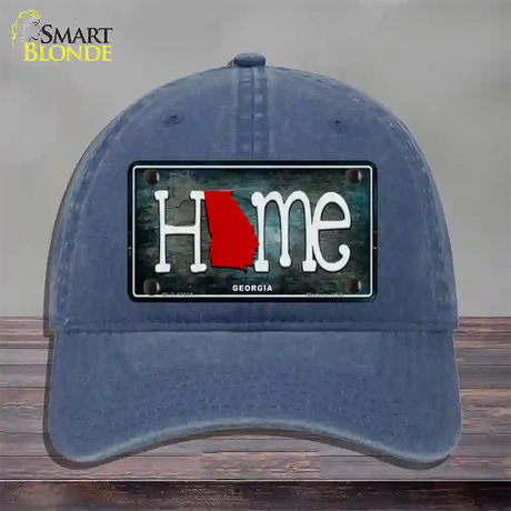 Georgia Home State Outline Novelty License Plate Hat Unconstructed Cotton / Navy