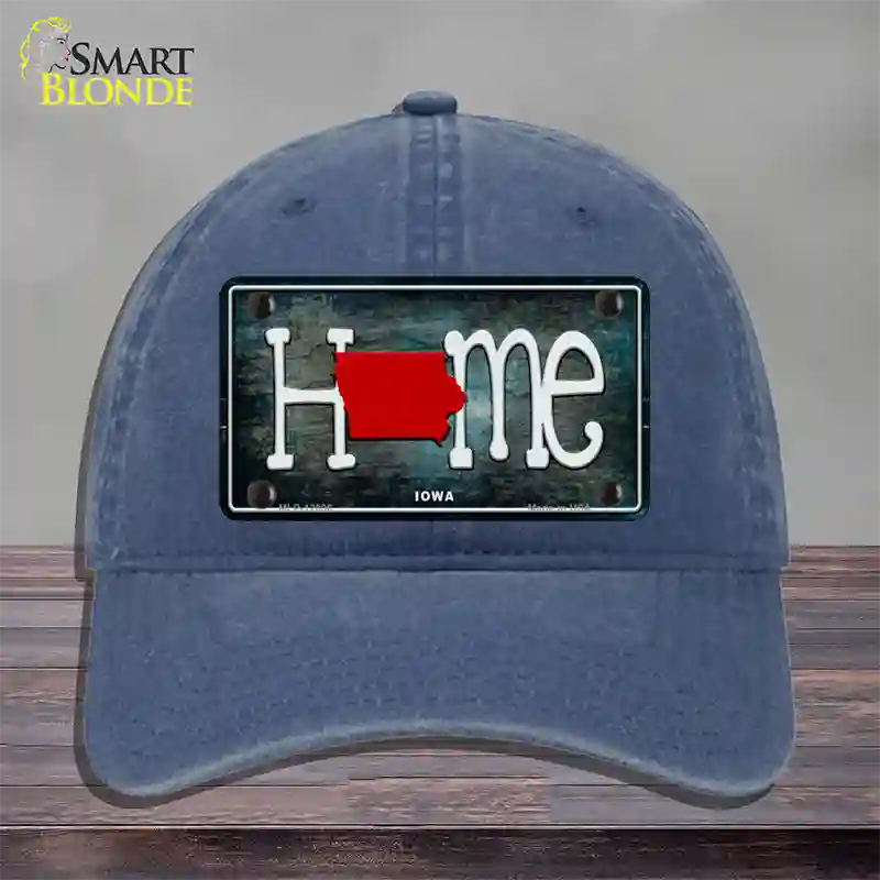 Iowa Home State Outline Novelty License Plate Hat Unconstructed Cotton / Navy