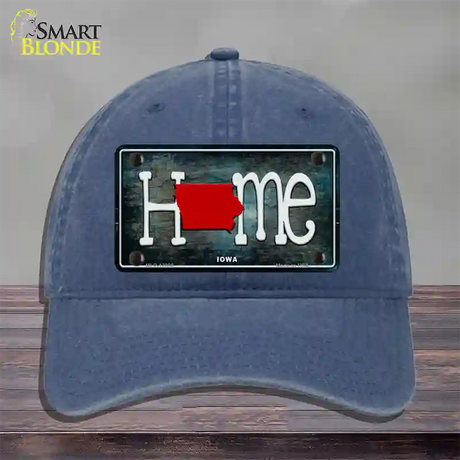 Iowa Home State Outline Novelty License Plate Hat Unconstructed Cotton / Navy