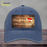 His Heart Her Armor Novelty License Plate Hat Unconstructed Cotton / Navy