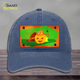 Pumpkin Kitty Novelty License Plate Hat Unconstructed Cotton / Navy