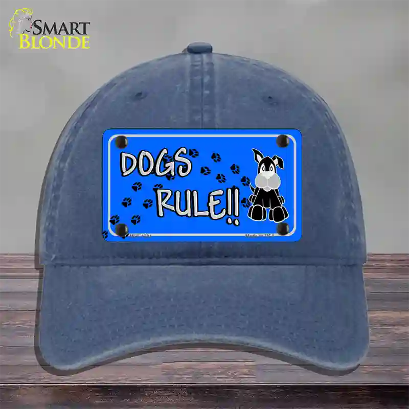 Dogs Rule Novelty License Plate Hat Tag Unconstructed Cotton / Navy