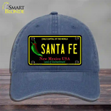 Santa Fe Black New Mexico Novelty License Plate Hat Unconstructed Cotton / Navy