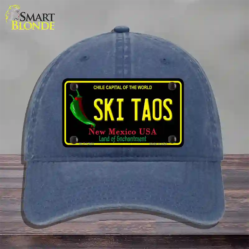 Ski Taos Black New Mexico Novelty License Plate Hat Unconstructed Cotton / Navy