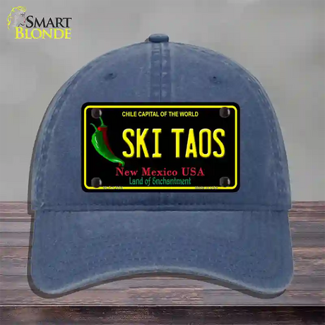 Ski Taos Black New Mexico Novelty License Plate Hat Unconstructed Cotton / Navy