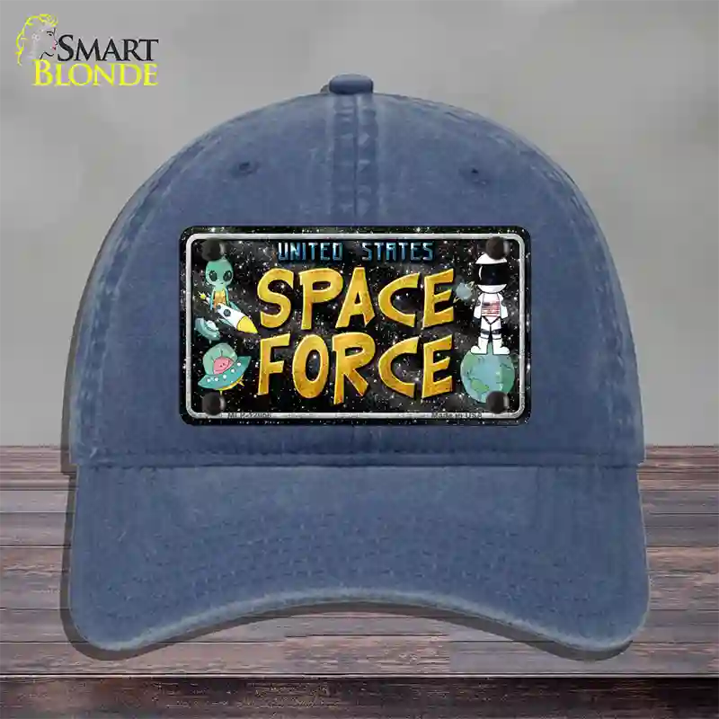 Space Force Novelty License Plate Hat Unconstructed Cotton / Navy