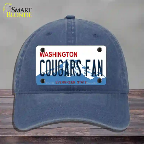 Washington Cougars Fan Novelty License Plate Hat Unconstructed Cotton / Navy