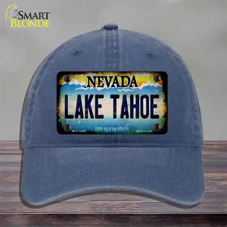 Nevada Lake Tahoe Novelty License Plate Hat Unconstructed Cotton / Navy