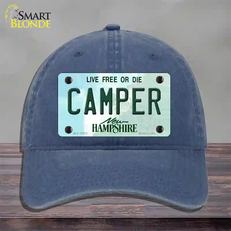 Camper New Hampshire State Novelty License Plate Hat Unconstructed Cotton / Navy