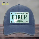 Biker New Hampshire State Novelty License Plate Hat Unconstructed Cotton / Navy