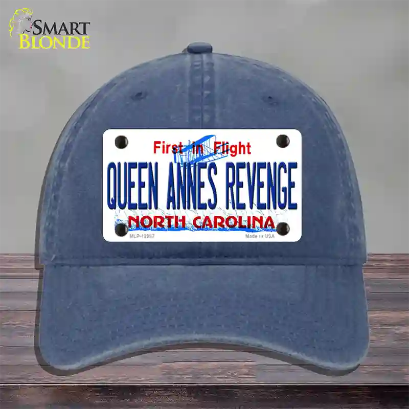 Queen Annes Revenge North Carolina State Novelty License Plate Hat Unconstructed Cotton / Navy