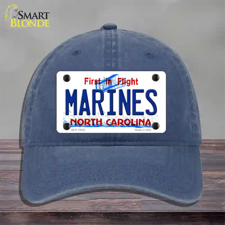 Marines North Carolina State Novelty License Plate Hat Unconstructed Cotton / Navy