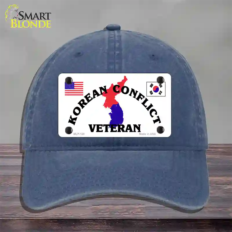 Korean Conflict Veteran Novelty License Plate Hat Unconstructed Cotton / Navy