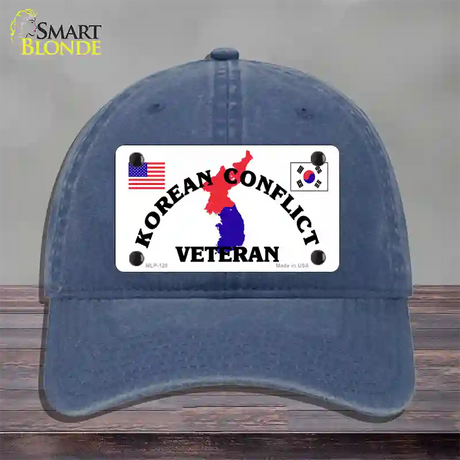 Korean Conflict Veteran Novelty License Plate Hat Unconstructed Cotton / Navy