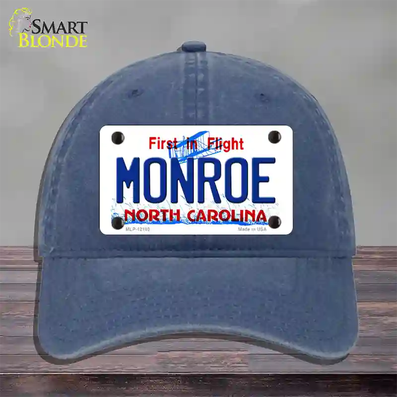 Monroe North Carolina State Novelty License Plate Hat Unconstructed Cotton / Navy