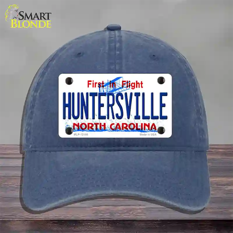 Huntersville North Carolina State Novelty License Plate Hat Unconstructed Cotton / Navy