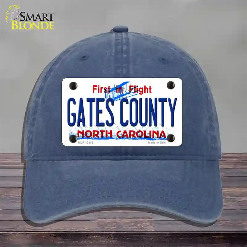 Gates County North Carolina State Novelty License Plate Hat Unconstructed Cotton / Navy