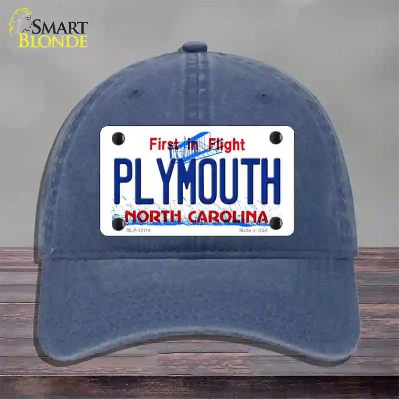 Plymouth North Carolina State Novelty License Plate Hat Unconstructed Cotton / Navy