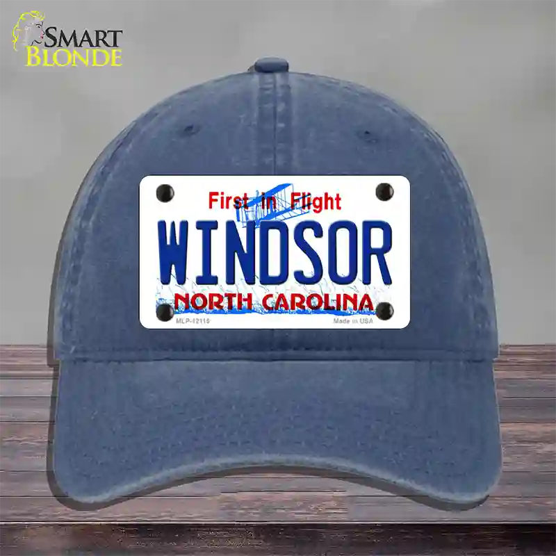 Windsor North Carolina State Novelty License Plate Hat Unconstructed Cotton / Navy