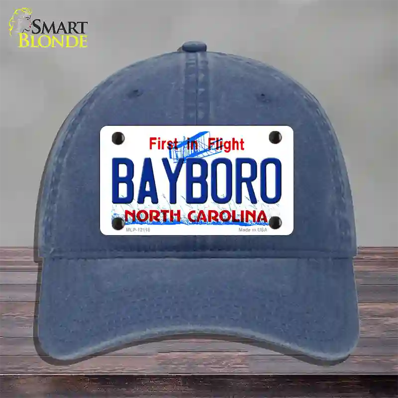 Bayboro North Carolina State Novelty License Plate Hat Unconstructed Cotton / Navy