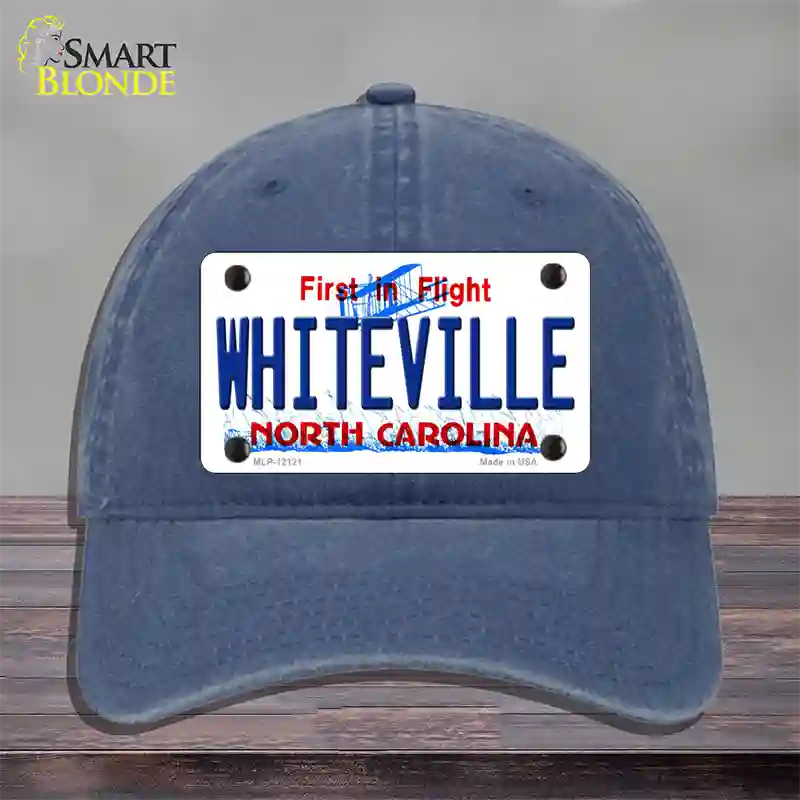 Whiteville North Carolina State Novelty License Plate Hat Unconstructed Cotton / Navy