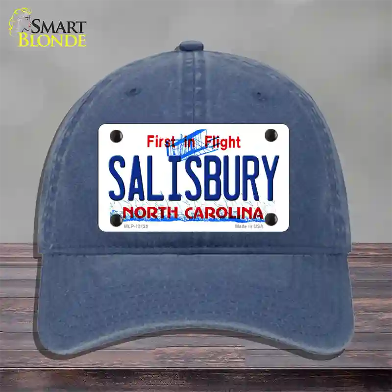 Salisbury North Carolina State Novelty License Plate Hat Unconstructed Cotton / Navy