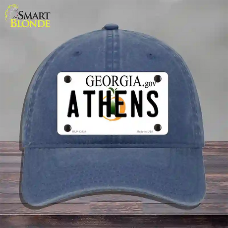 Athens Georgia State Novelty License Plate Hat Unconstructed Cotton / Navy