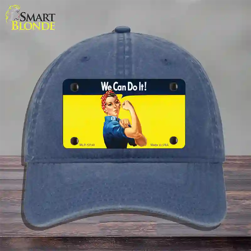 We Can Do It Novelty License Plate Hat Unconstructed Cotton / Navy