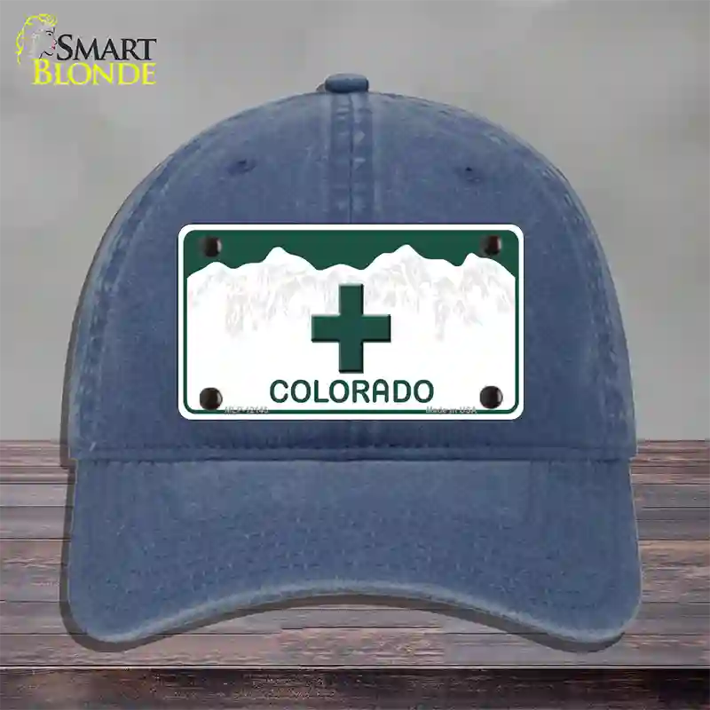 Marajuana Cross Colorado Novelty License Plate Hat Unconstructed Cotton / Navy