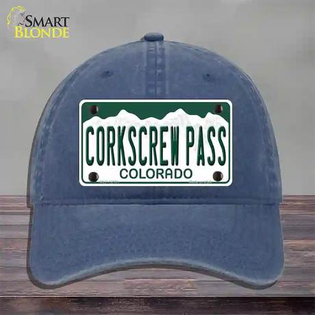 Corkscrew Pass Colorado Novelty License Plate Hat Unconstructed Cotton / Navy