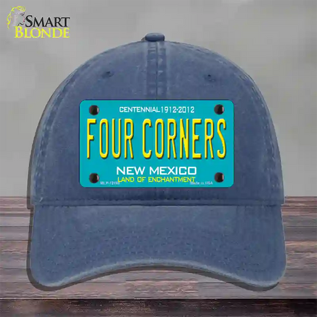 Four Corners Teal New Mexico Novelty License Plate Hat Unconstructed Cotton / Navy