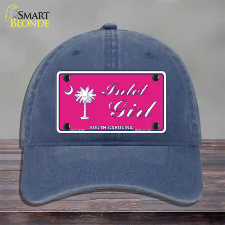 Inlet Girl SC Pink Novelty License Plate Hat Unconstructed Cotton / Navy