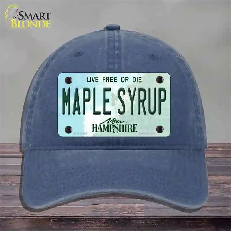 Maple Syrup New Hampshire Novelty License Plate Hat Unconstructed Cotton / Navy