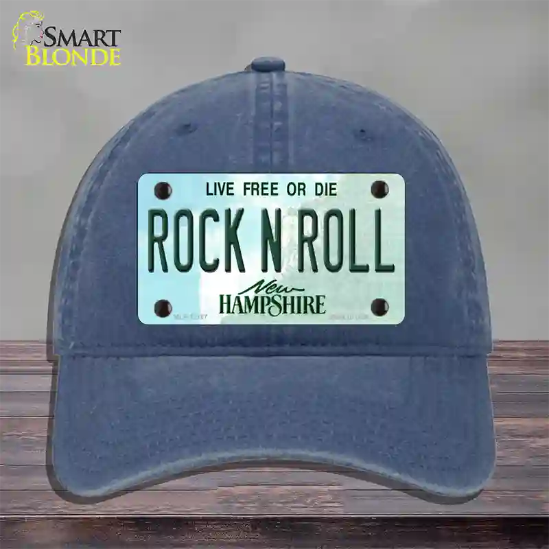 Rock N Roll New Hampshire Novelty License Plate Hat Unconstructed Cotton / Navy