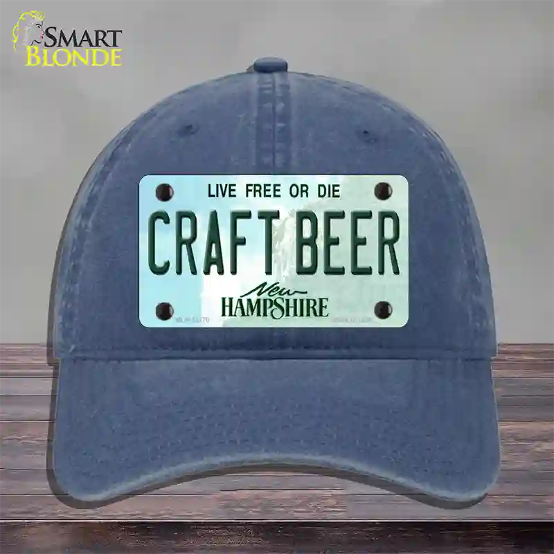 Craft Beer New Hampshire Novelty License Plate Hat Unconstructed Cotton / Navy